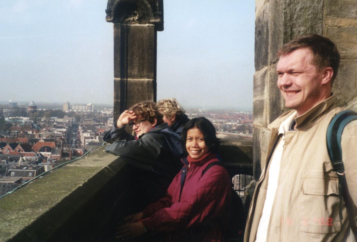 Groningen. Martini Tower. Xander, Dwi, Dasha.
